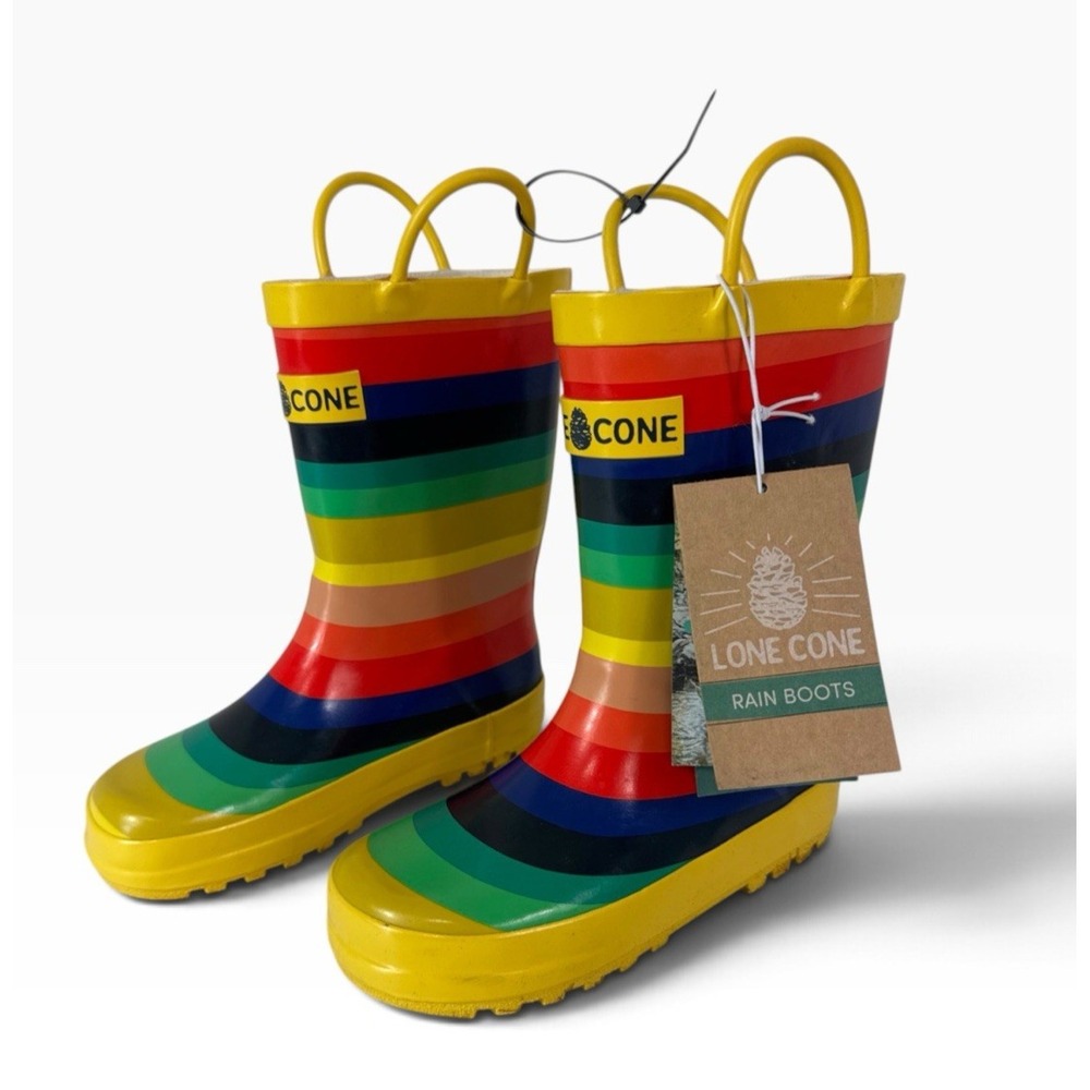 LoneCone Unisex Little Kids 11L (Ages 4-8) Rainboots Chasing Rainbows NWOB